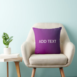 Modern Purple Gradient Ombre & Editable White Text Throw Pillow