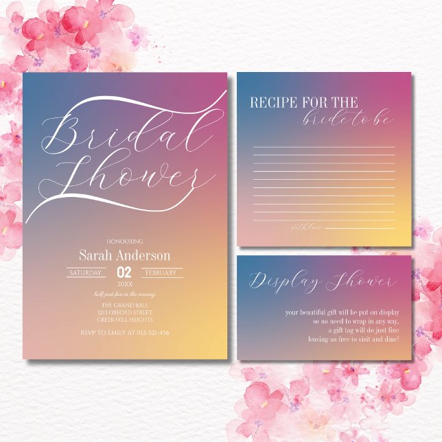 Modern Purple Gradient Ombre Script Bridal Shower Invitation (Creator Uploaded)