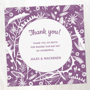 Modern Purple Graphic Floral Wedding Thank You