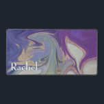 Modern Purple Green & Gold Marble Swirl Monogram Desk Mat<br><div class="desc">This beautiful desk mat features purple,  green,  lavender grey,  and gold swirl marble background. Simple and elegant. Add a name to make it truly personal. Makes a great gift. Created by Simply Farmhouse Press.</div>