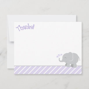 Modern Purple Grey Elephant Baby Shower Note Card