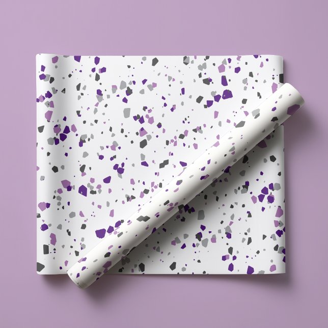 Modern Purple Grey Terrazzo Pattern Wrapping Paper (Creator Uploaded)