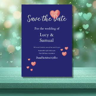 Modern purple Heart Save The Date Card