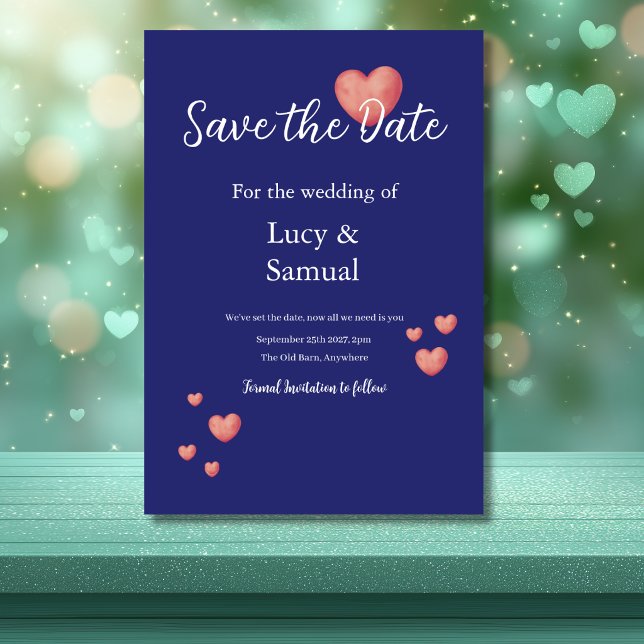 Modern purple Heart Save The Date Card (Creator Uploaded)