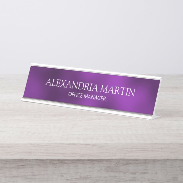 Modern Purple Job Title Name Door Sign (Front)