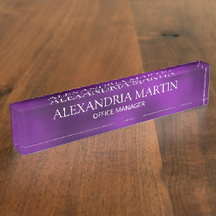 Modern Purple Job Title Name Position Nameplate