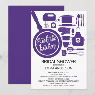Modern Purple Kitchen Bridal Shower Invitation