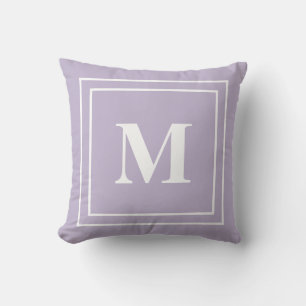 Modern Purple Lavender Monogram Throw Pillow