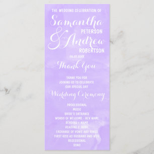Modern purple lavender watercolor Wedding Program