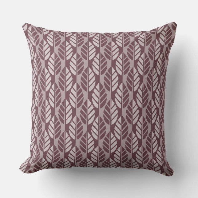 Modern Purple Leaves Pattern Throw Pillow (Front)