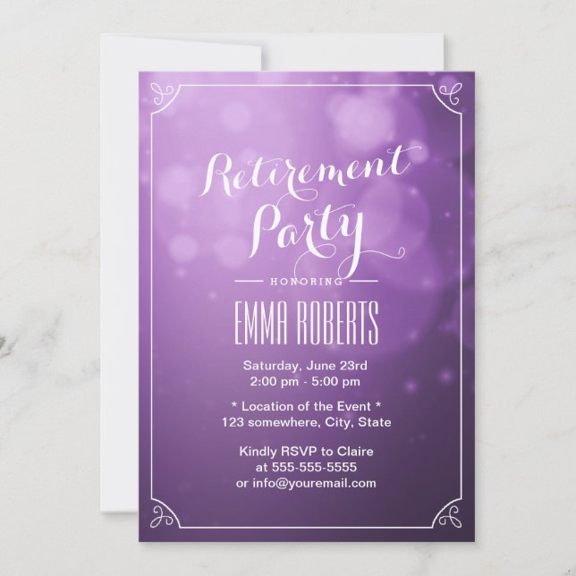 Modern Purple Lights Elegant Retirement Party Invitation (Front)
