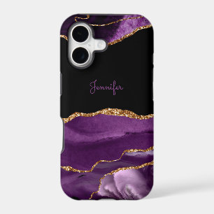 Modern Purple Lilac Gold Agate Crystal Personalize