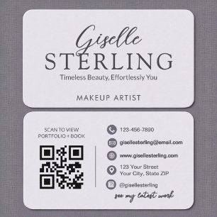 Modern Purple Lilac QR Code Script Elegant  Business Card