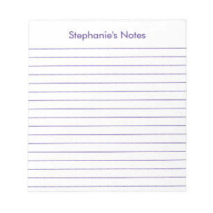 Modern Purple Lined Personalized Notepad