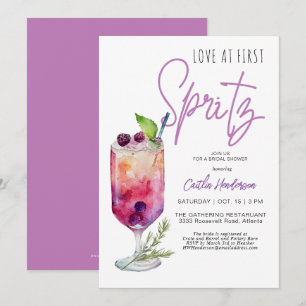 Modern Purple Love At First Spritz Bridal Shower Invitation