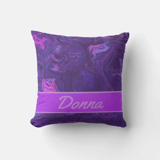 Modern Purple Marble Abstract Art Throw Pillow (Front)