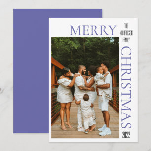 Modern Purple Merry Christmas Photo Holiday Card