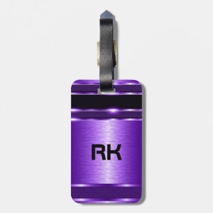 Modern Purple Metallic Geometric Design Luggage Tag