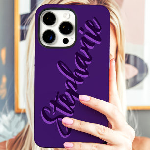 Modern Purple Minimalist Script Name iPhone 16 Pro Max Case