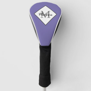 Modern Purple Monogram Script Personalized Womens Golf Head Cover