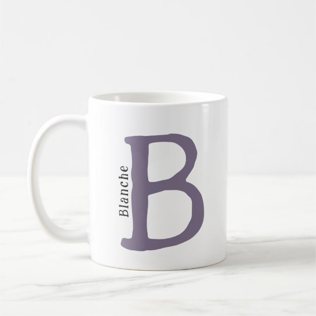 Modern Purple Monogrammed Initial & Name Coffee Mug (Left)