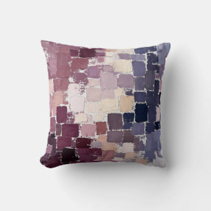 Modern Purple Navy Palette Knife Abstract Painting Throw Pillow