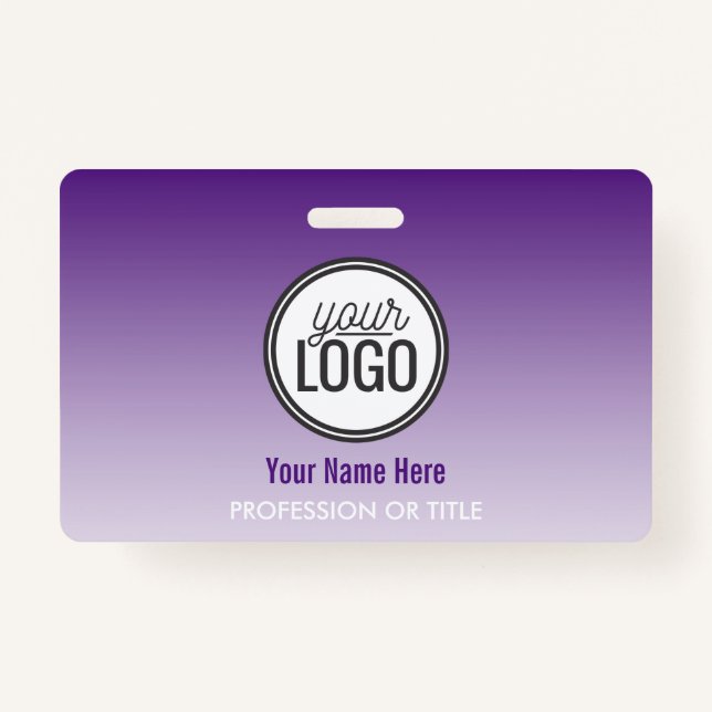 Modern Purple Ombre Professional Name Tag Badge (Front)