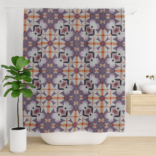 Modern Purple Orange Tribal Mosaic Art Pattern