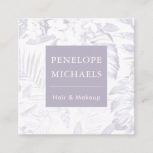 Modern Purple Palm Leaf Print Square Business Card