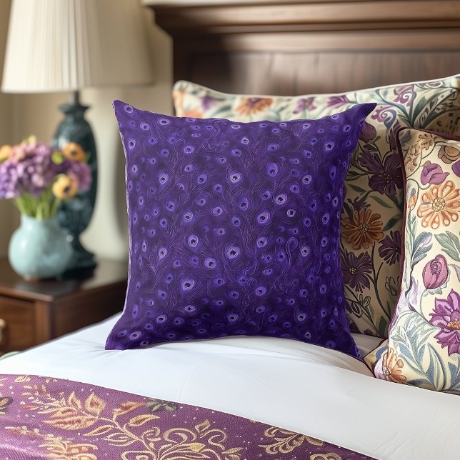 Modern Purple Peacock Feather Throw Pillow (Creator Uploaded)