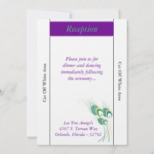 Modern Purple Peacock Wedding Reception Card