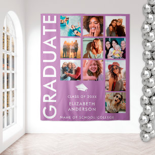 Modern Purple Photo Backdrop for Graduation Party Tapestry