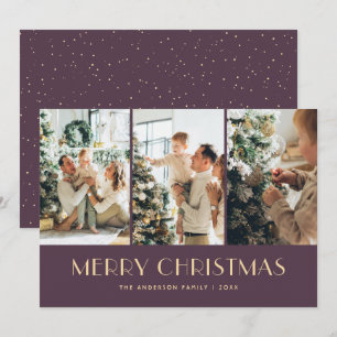 Modern Purple Photo Collage Christmas Cards