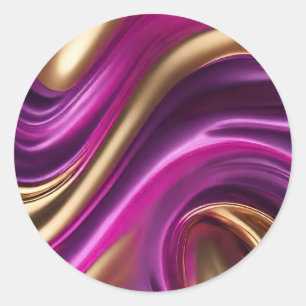 Modern-Purple Pink and Gold- Classic Round Sticker