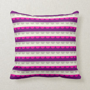 Modern Purple Pink Beige Stripes Pattern Throw Pillow