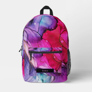 Modern Purple, Pink & Blue Marbled Customizable Printed Backpack
