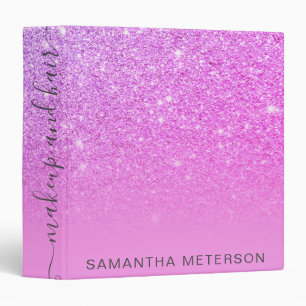 Modern purple pink glitter ombre girly makeup hair binder
