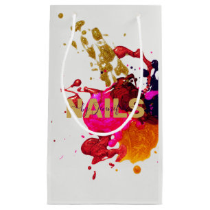 Modern Purple Pink Red Gold Nail Polish Splatter Small Gift Bag