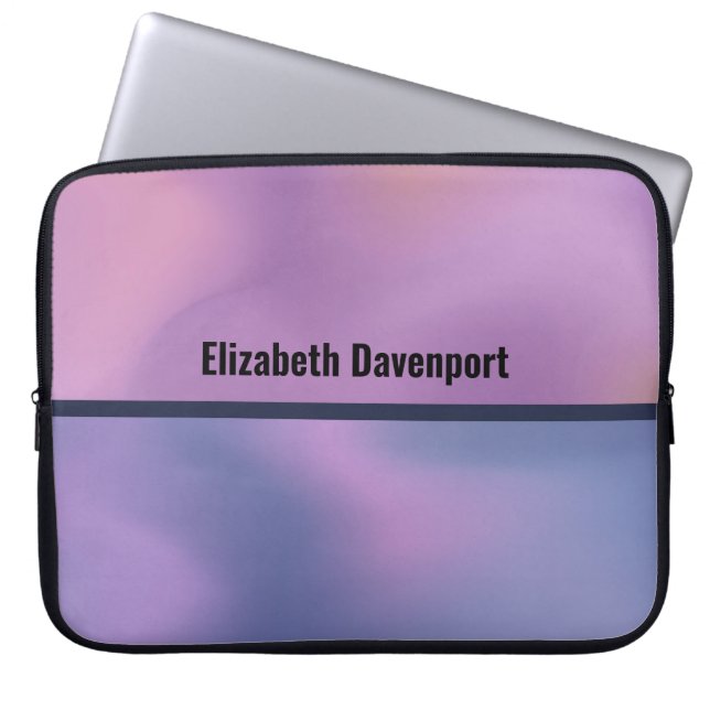 Modern Purple & Pink Swirling Abstract Design Laptop Sleeve (Front)