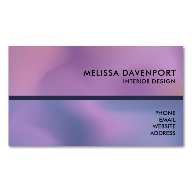 Modern Purple & Pink Swirling Abstract Design Magnetic Business Card (Front)