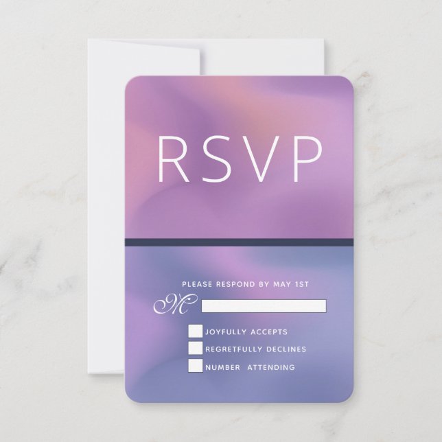 Modern Purple & Pink Swirling Abstract Design RSVP Card (Front)