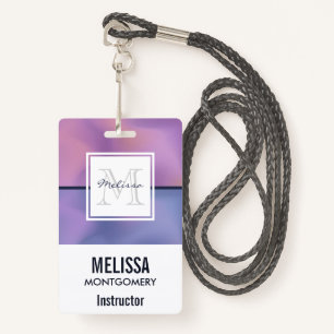 Modern Purple & Pink Swirling Abstract Monogram Badge