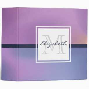 Modern Purple & Pink Swirling Abstract Monogram Binder