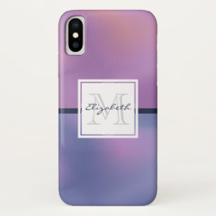 Modern Purple & Pink Swirling Abstract Monogram Case-Mate iPhone Case
