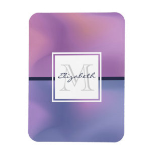 Modern Purple & Pink Swirling Abstract Monogram Magnet