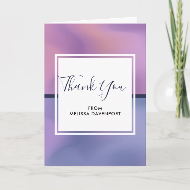 Modern Purple & Pink Swirling Abstract Thank You Card (Front)