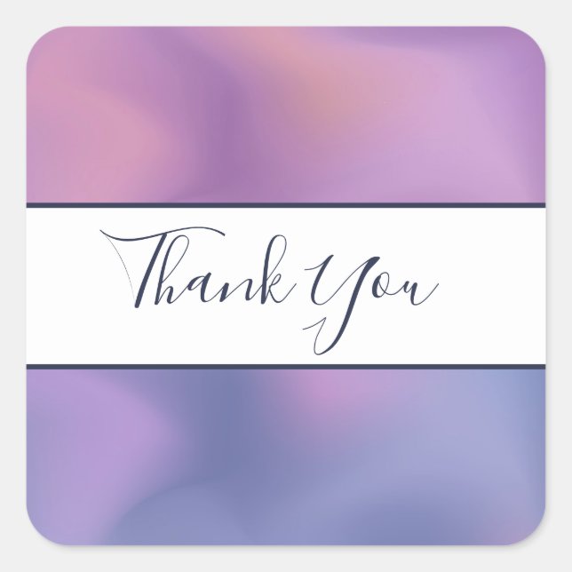 Modern Purple & Pink Swirling Abstract Thank You Square Sticker (Front)
