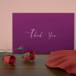 Modern Purple Plum Wedding  Thank You Card<br><div class="desc">Send this beautiful romantic thank you cards to thanks your guest for being part of your special day. the front present white "thank you" typography lettering on purple plum background and the back your personal massage to your family and friends..</div>