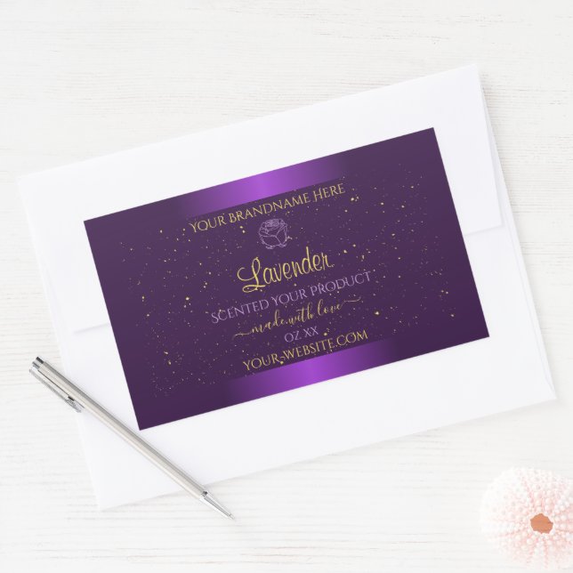 Modern Purple Product Labels Gold Glitter Floral (Envelope)