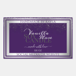 Modern Purple Product Packaging Labels Silver Rain